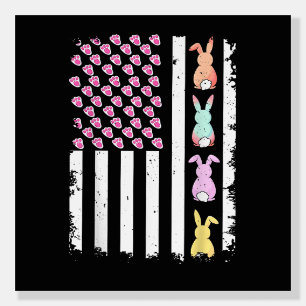 US American Flag with Bunny for Easter Day Foam Board