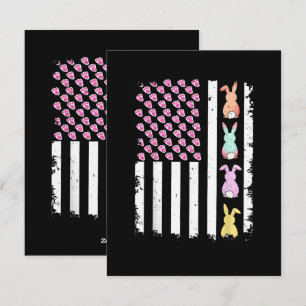 US American Flag with Bunny for Easter Day Holiday Card