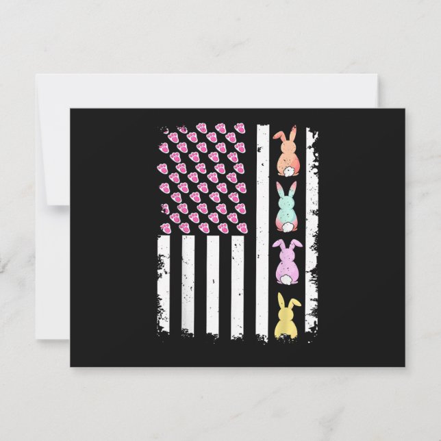 US American Flag with Bunny for Easter Day Invitation (Front)