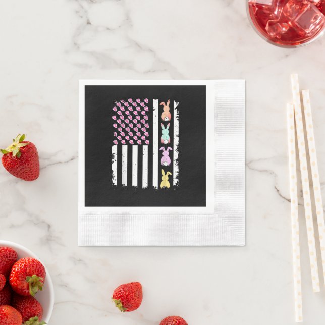 US American Flag with Bunny for Easter Day Napkins (Insitu)