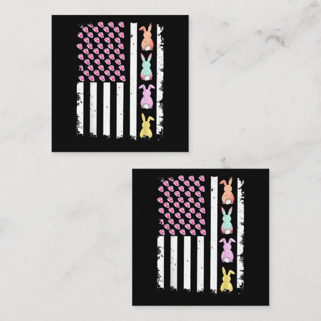 US American Flag with Bunny for Easter Day Note Card (Front/Back)