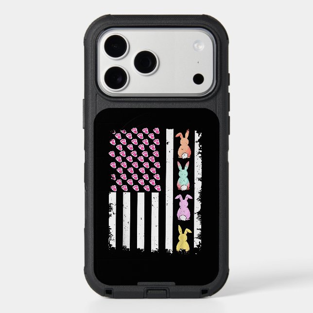 US American Flag with Bunny for Easter Day Otterbox iPhone Case (Back)
