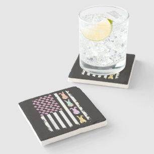 US American Flag with Bunny for Easter Day Stone Coaster