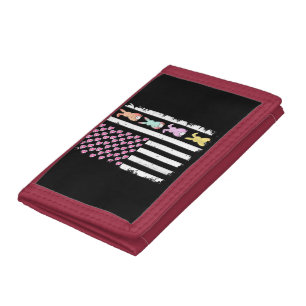 US American Flag with Bunny for Easter Day Tri-fold Wallet