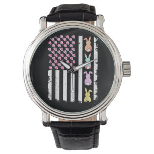 US American Flag with Bunny for Easter Day Watch