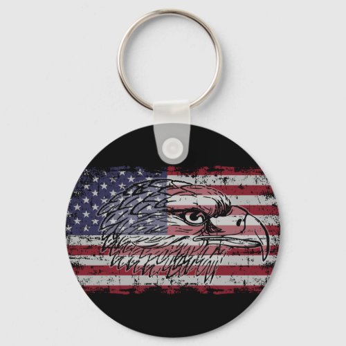 US american flag with eagle mullet for patriots Keychain