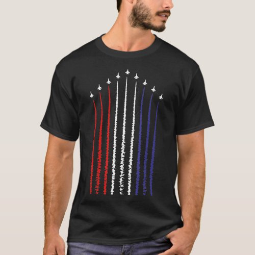 US american flag with fighter jets for 4th of July T_Shirt