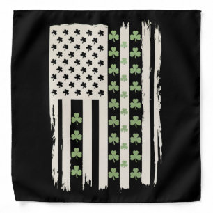 US American Flag With Shamrocks for St Patricks  Bandana