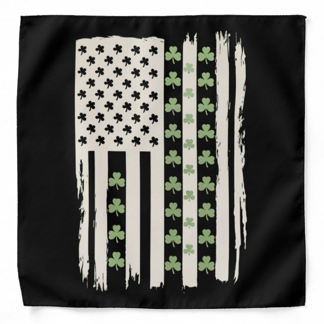 US American Flag With Shamrocks for St Patricks  Bandana (Front)
