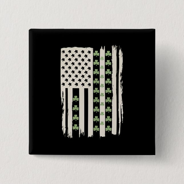 US American Flag With Shamrocks for St Patricks  Button (Front)