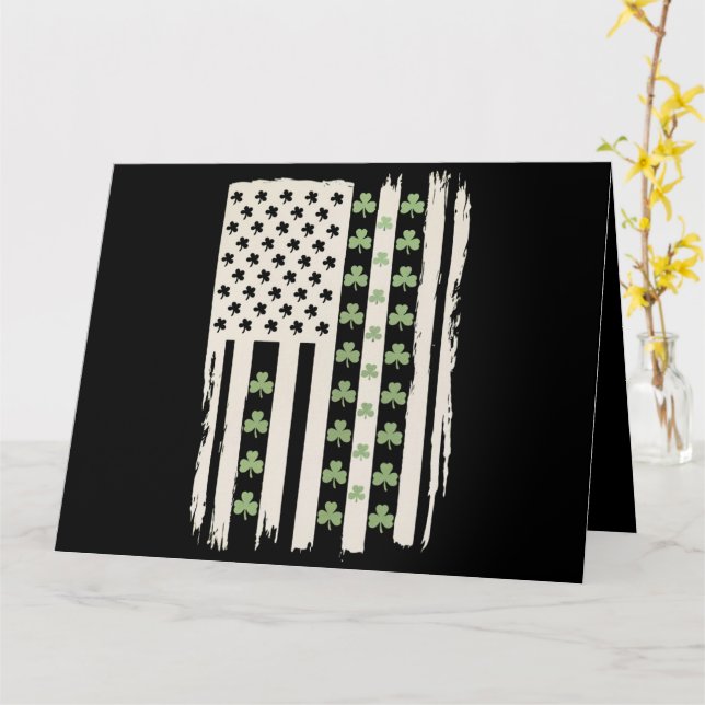 US American Flag With Shamrocks for St Patricks  Card (Yellow Flower)