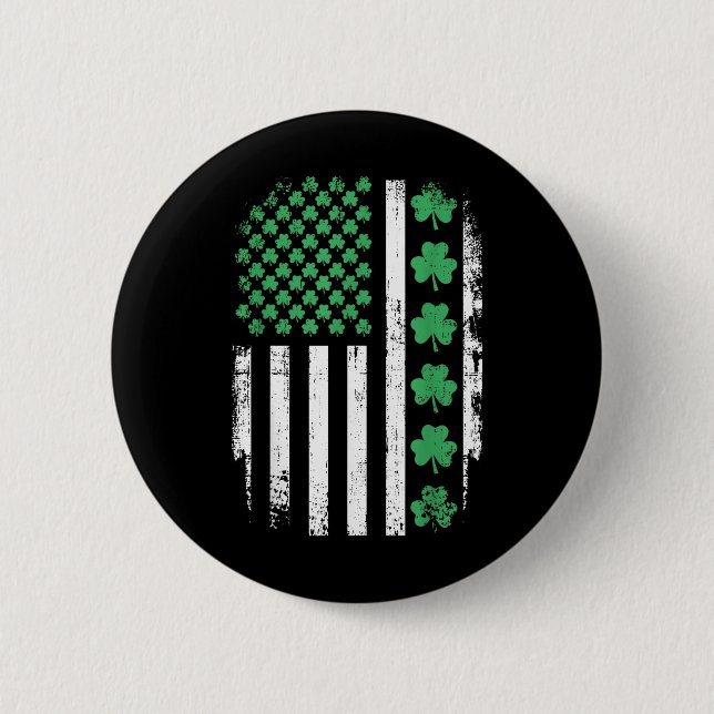 Us American Flag With Shamrocks For St Patricks Da Button (Front)