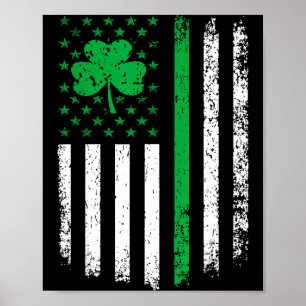 Us american flag with shamrocks for st patricks da poster