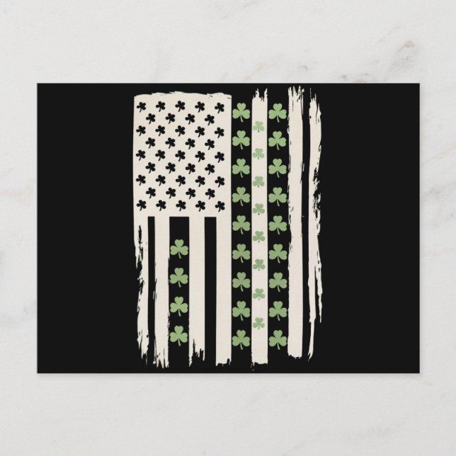 US American Flag With Shamrocks for St Patricks  Postcard (Front)