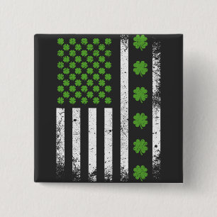 US American flag with shamrocks Square Button