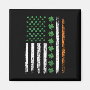US American Flag with Shamrocks St Patricks Day  Magnet