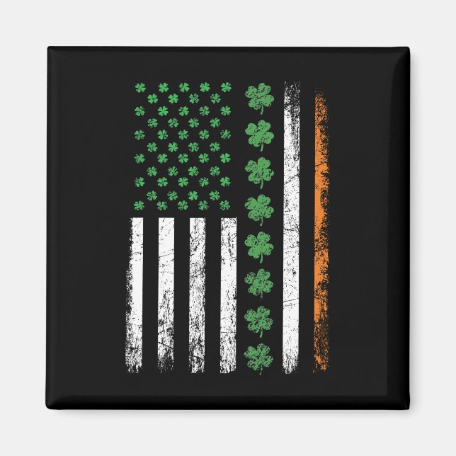 US American Flag with Shamrocks St Patricks Day  Magnet (Front)