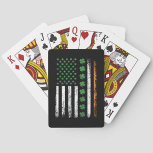 US American Flag with Shamrocks St Patricks Day Poker Cards