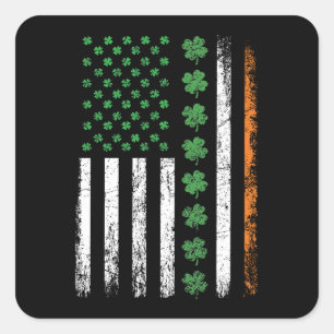 US American Flag with Shamrocks St Patricks Day Square Sticker