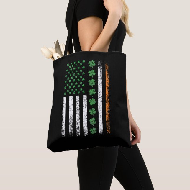 US American Flag with Shamrocks St Patricks Day  Tote Bag (Close Up)