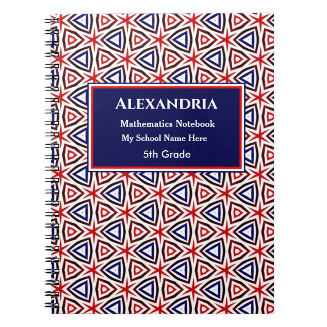 US American Patriotic Red White Blue Personalize Notebook (Front)