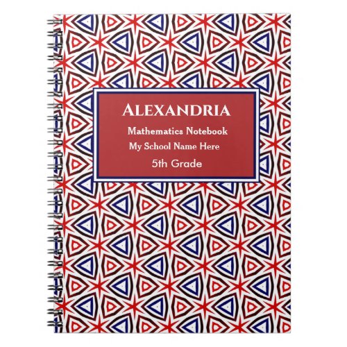 US American Patriotic Red White Blue Personalize Notebook