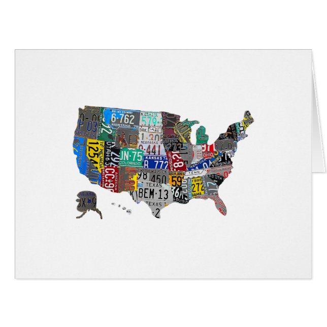 US American United States Map Flag License Plate A (Front Horizontal)