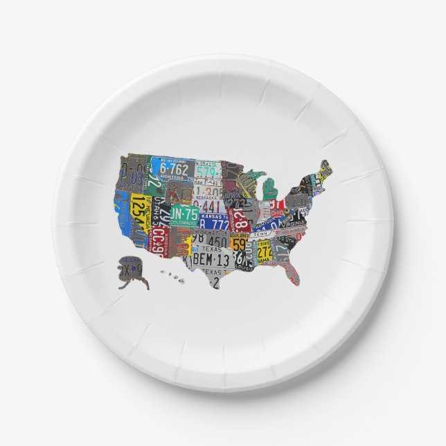 US American United States Map Flag License Plate A (Front)