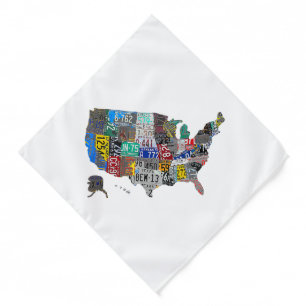 US American United States Map Flag License Plate A Bandana