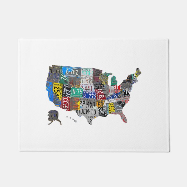 US American United States Map Flag License Plate A Doormat (Front)
