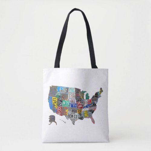 US American United States Map Flag License Plate A Tote Bag