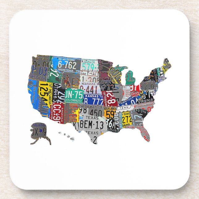 US American United States Map Flag License Plate  Beverage Coaster (Front)