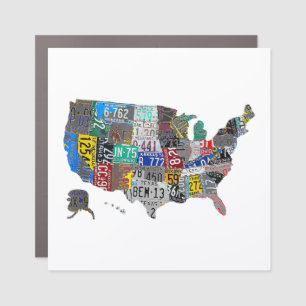 US American United States Map Flag License Plate Car Magnet