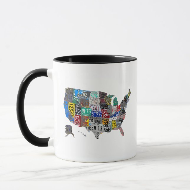 US American United States Map Flag License Plate  Mug (Left)