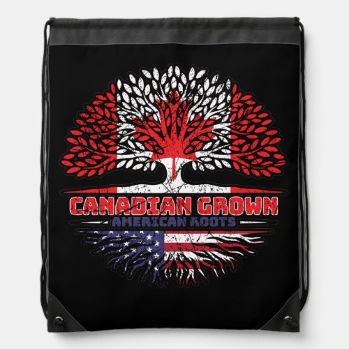 US American USA United States Canadian Canada Tree Drawstring Bag