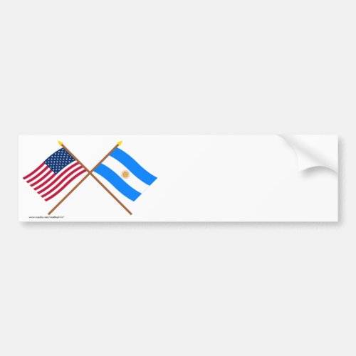 US and Argentina Crossed Flags Bumper Sticker