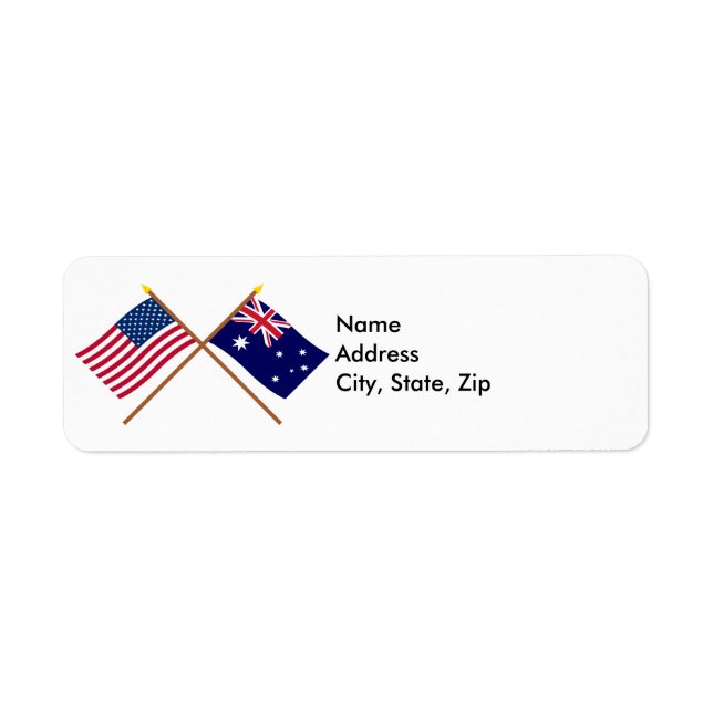 US and Australia Crossed Flags Label (Front)