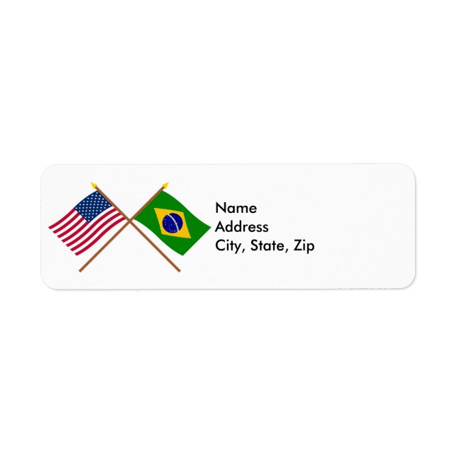 US and Brazil Crossed Flags Label (Front)