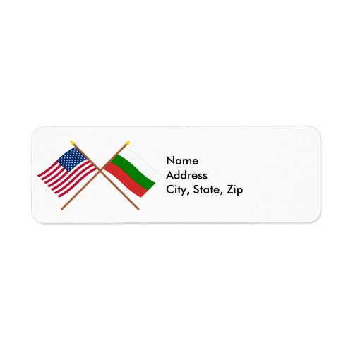 US and Bulgaria Crossed Flags Label