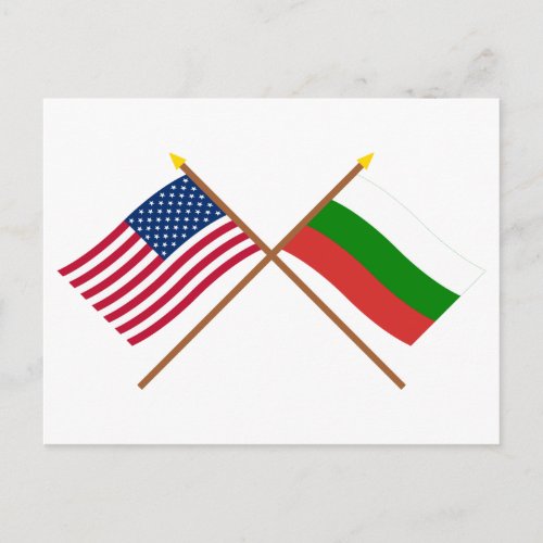 US and Bulgaria Crossed Flags Postcard