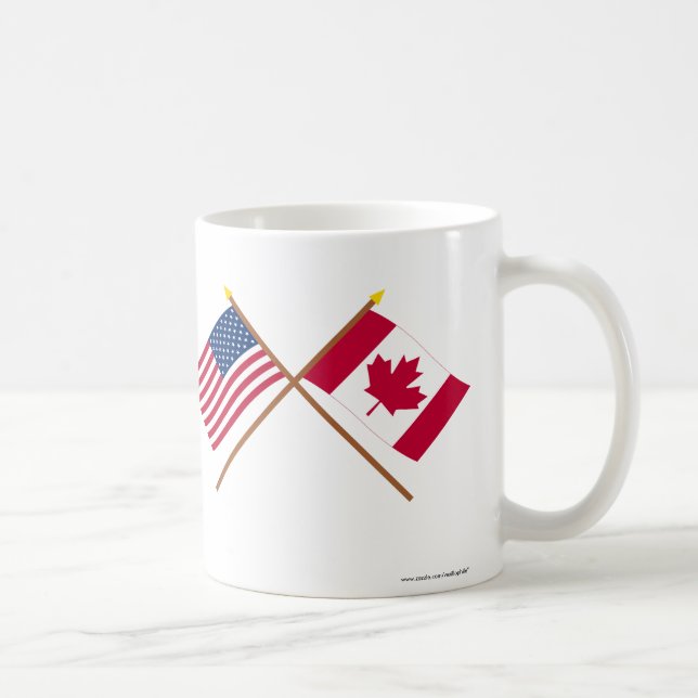 US and Canada Crossed Flags Coffee Mug (Right)