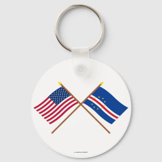 US and Cape Verde Crossed Flags Keychain