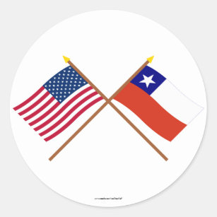 US and Chile Crossed Flags Classic Round Sticker