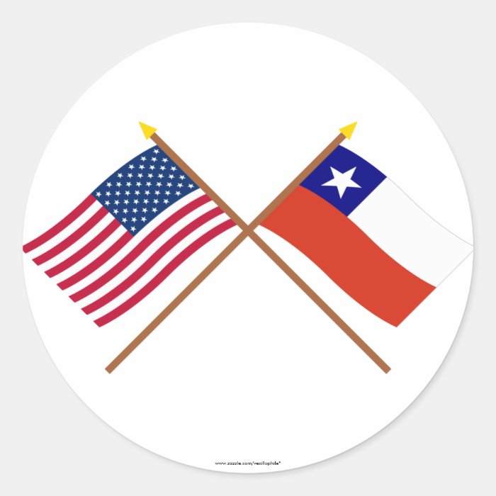 US and Chile Crossed Flags Classic Round Sticker Zazzle