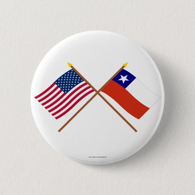 US and Chile Crossed Flags Pinback Button (Front)