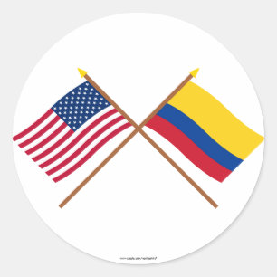 US and Colombia Crossed Flags Classic Round Sticker
