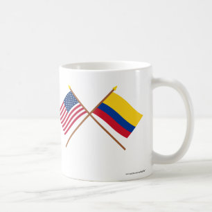 US and Colombia Crossed Flags Coffee Mug