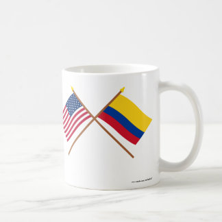 US and Colombia Crossed Flags Coffee Mug