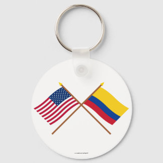 US and Colombia Crossed Flags Keychain