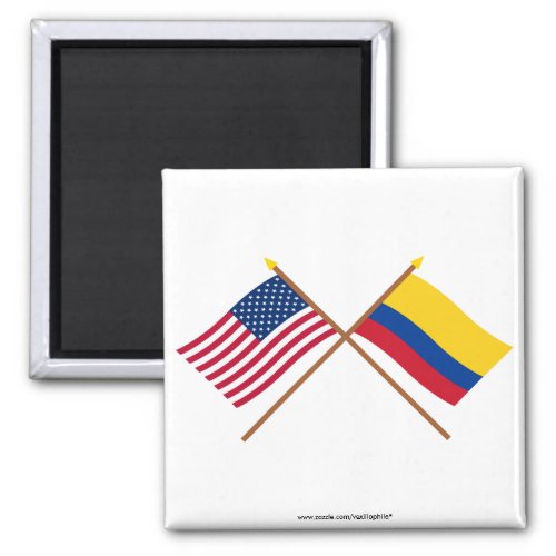 US and Colombia Crossed Flags Magnet